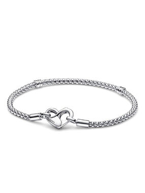 Women's Pandora Silver Beaded Heart Clasp Bracelet Size 6.25 NWOT